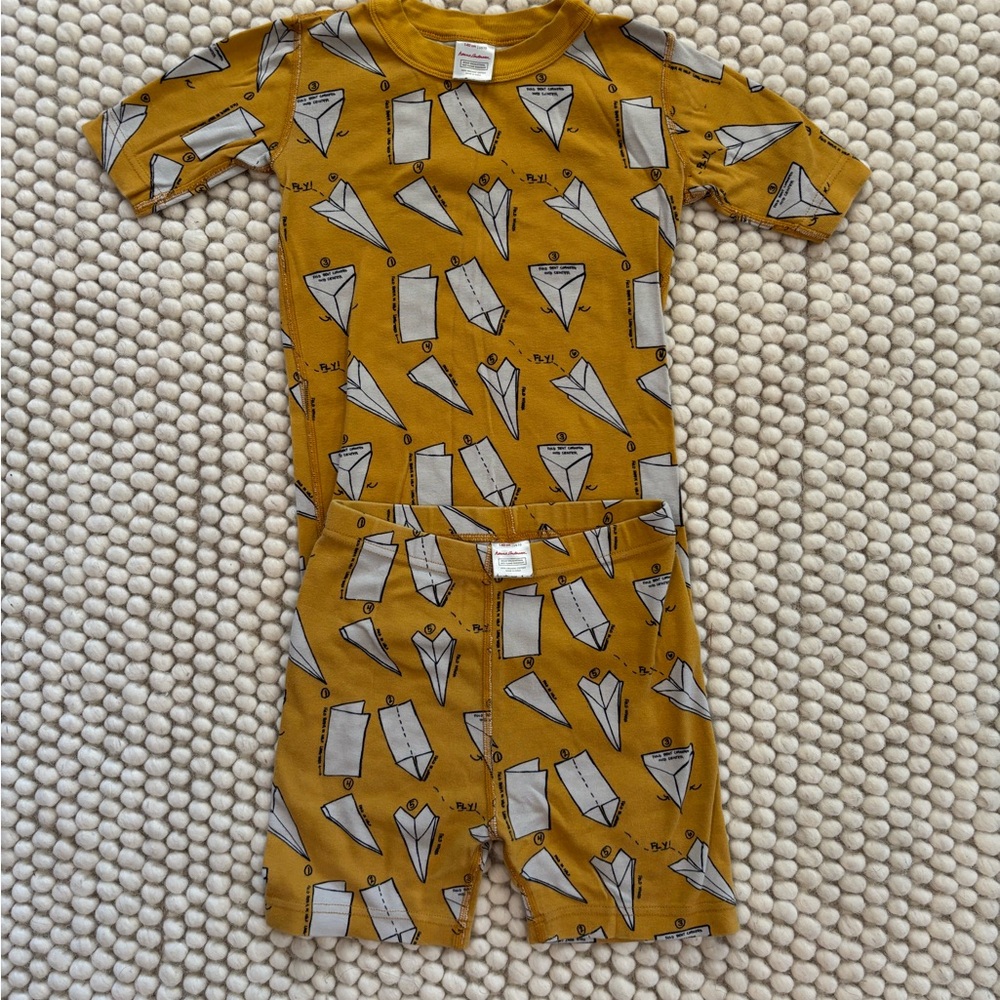 Hanna Andersson Mustard Paper Airplane Pajama Set